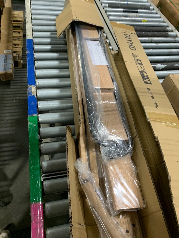 Photo 1 of 104RDHOUSE 108in Red Oak Sliding Library Ladder with Handrail,Unassembled