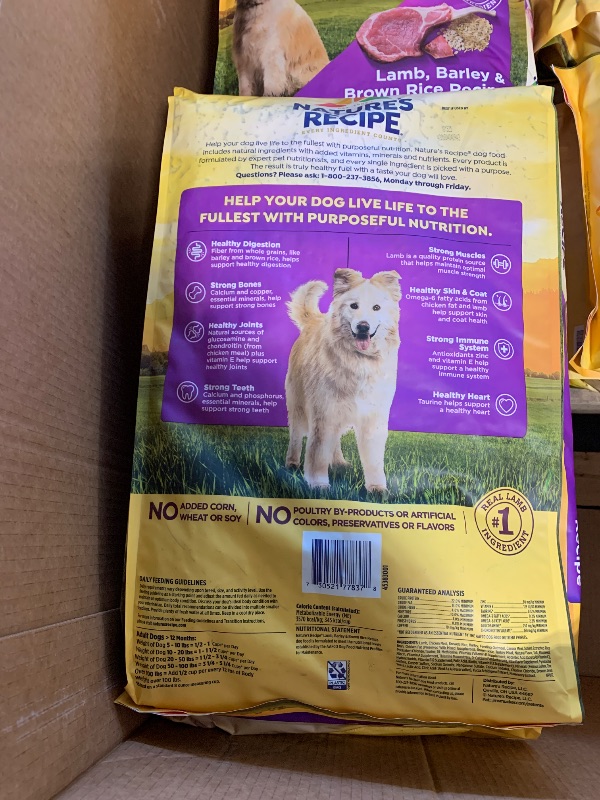 Photo 1 of *****19 BAGS****** Nature?s Recipe Lamb, Barley & Brown Rice Recipe Dry Dog Food, ****24 lb. EACH Bag***
*********EXP 10/13/2025******