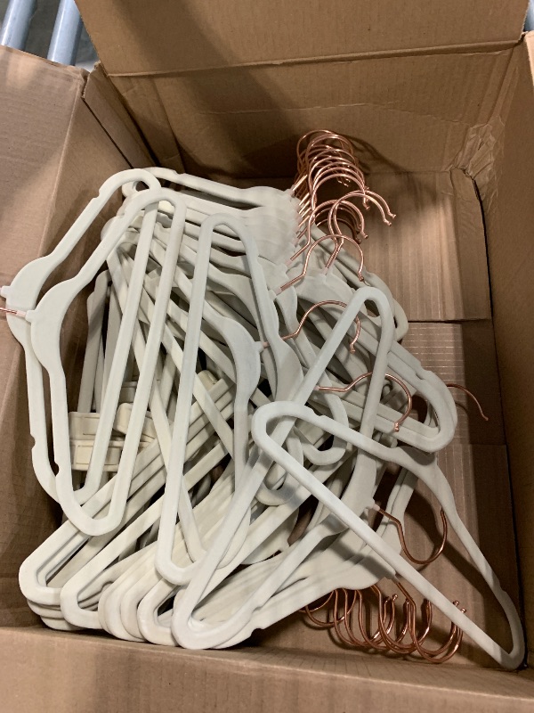 Photo 1 of ******SMALL FOR  BABY CLOTHS***Amazon Basics Slim, Velvet, Non-Slip Suit Clothes Hangers, Ivory/Rose Gold - Pack of 30