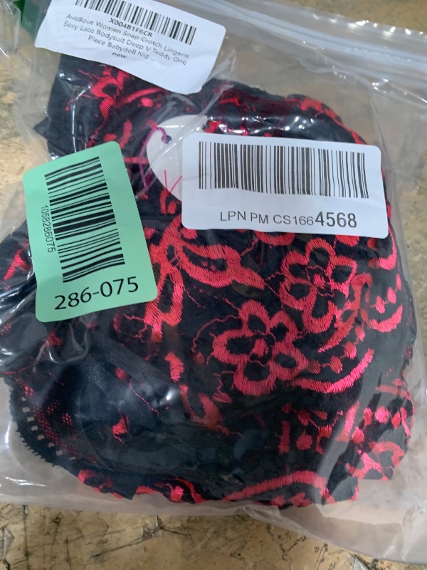 Photo 1 of Avidlove Women Snap Crotch Lingerie Sexy Lace Bodysuit Deep V Teddy One Piece Babydoll Nightgown Black&Rose Red L
