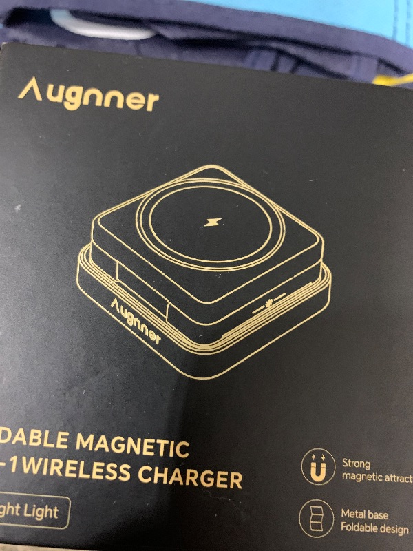 Photo 1 of ?2025 Upgraded? Wireless Charger 3 in 1, Foldable Wireless Charging Station with Light for Apple MagSafe Charger, Travel Magnetic Charger for iPhone 16/15/14/13/12 Apple Watch AirPods (20W Adapter)