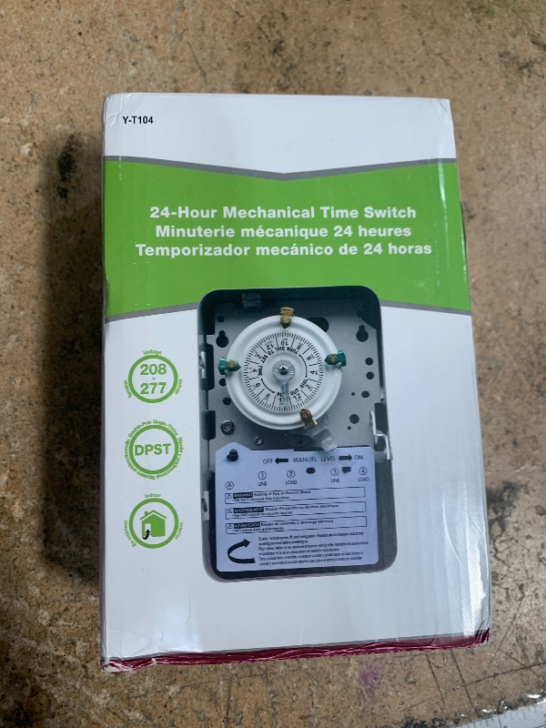 Photo 1 of **PARTS ONLY**
T104 24-Hour Mechanical Time Switch Pool Pump Timer with Metal Enclosure, 208-277V, 40A, 60Hz, DPST, 12 ON/Off Operations, Manual Override Included Trippers, Reliable Control for Various Loads