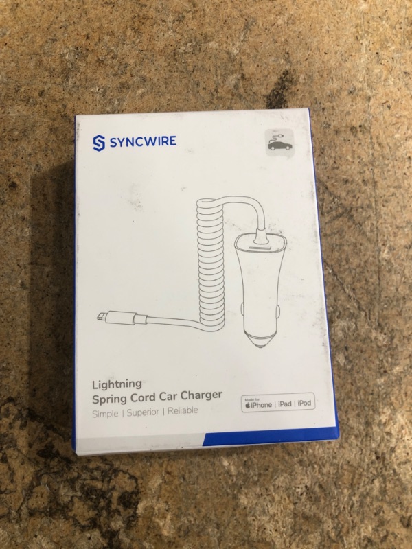 Photo 1 of [Apple MFi Certified] Syncwire iPhone Car Charger 32W Super Fast Car Phone Charger Cigarette Lighter USB Car Adapter with Build-in 5FT Coiled Lightning Cable for Apple iPhone 14/13/12/11/XR/Max, iPad