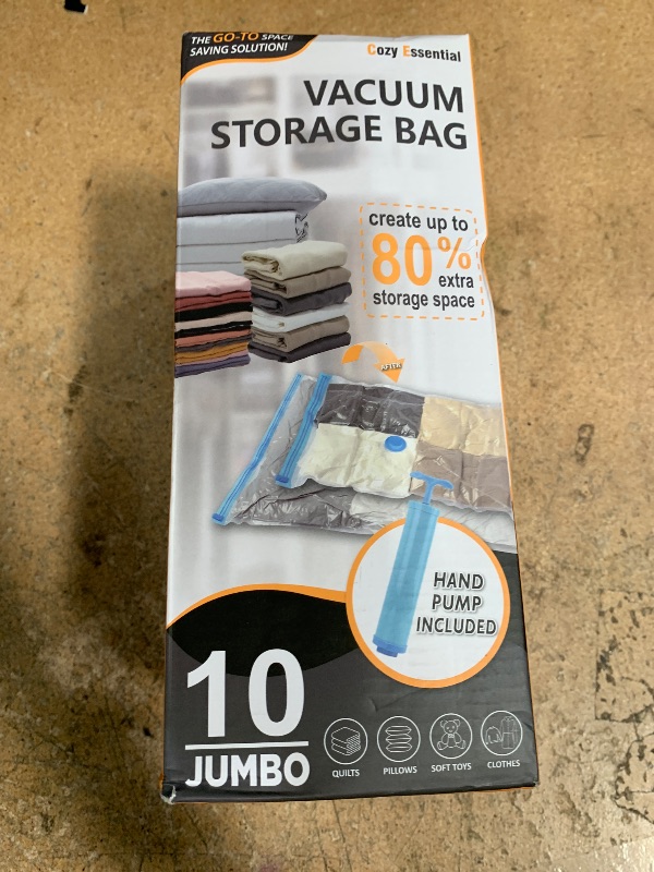 Photo 1 of 10 Jumbo Vacuum Storage Bags, Space Saver Bags Compression Storage Bags for Comforters and Blankets, Vacuum Sealer Bags for Clothes Storage, Hand Pump Included