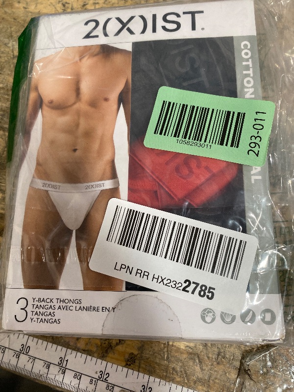 Photo 1 of 2(X)IST Men's Essential Cotton Y-Back Thong 3-Pack,Black/Charcoal Heather/Poppy Red,X-Large
