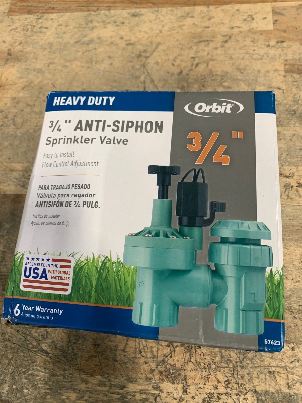 Photo 1 of 1-Pack Orbit 57623 3/4" FPT 100 Series Anti-Siphon Automatic Sprinkler Valve with Flow Control