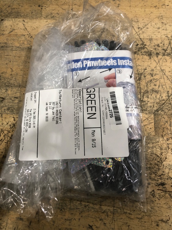 Photo 1 of 10 Pieces 21 Inches Silver Reflective Pinwheels with Stakes, Windmill Wind Spinners for Outdoor Garden Lawn Yard Decor, Christmas Decoration, Large Foil Pin Wheels for Bird and Animal Deterrent