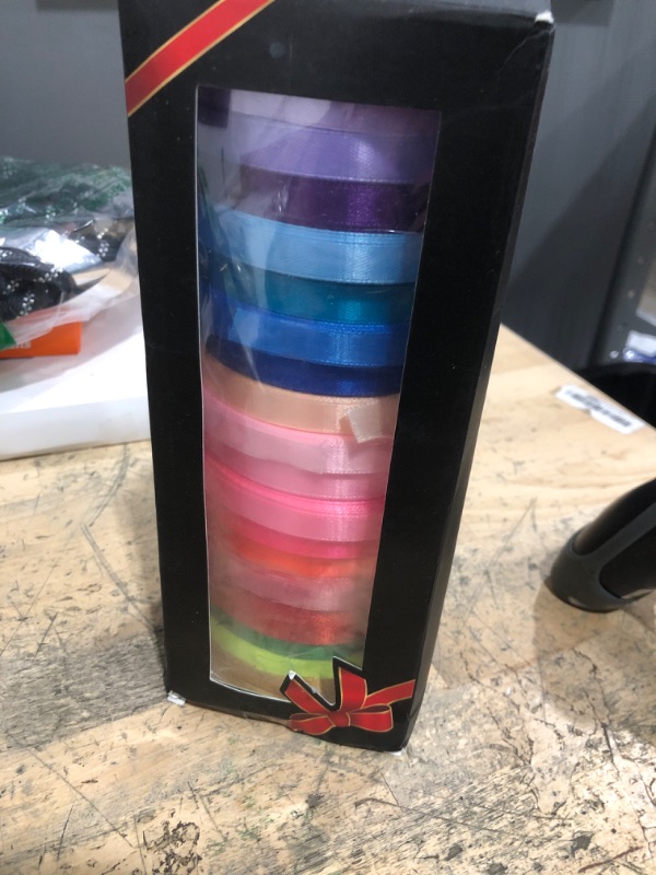 Photo 1 of 500 Yard Fabric Ribbon Satin Ribbon Rolls Silk Satin Roll, 25 Yard/Rolls, 20 Rolls, Satin Ribbon for Gift Package Wrapping Ribbon Bow Making Crafts Sewing Party Wedding, 2/5 Inch Wide