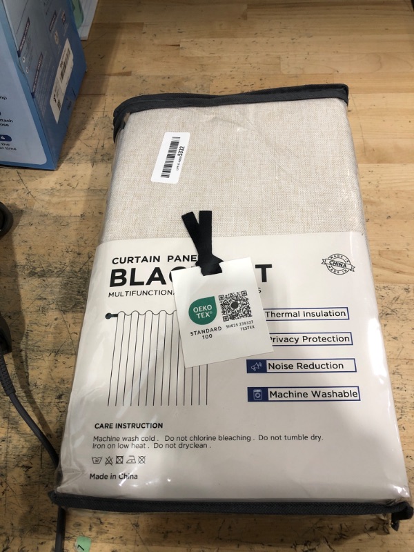 Photo 1 of 100% Blackout Shield Linen Blackout Curtains for Bedroom 84 Inches Long, Back Tab/Rod Pocket Living Room Drapes, Thermal Insulated Blackout Curtains 2 Panels Set, 50" W x 84" L, Cream