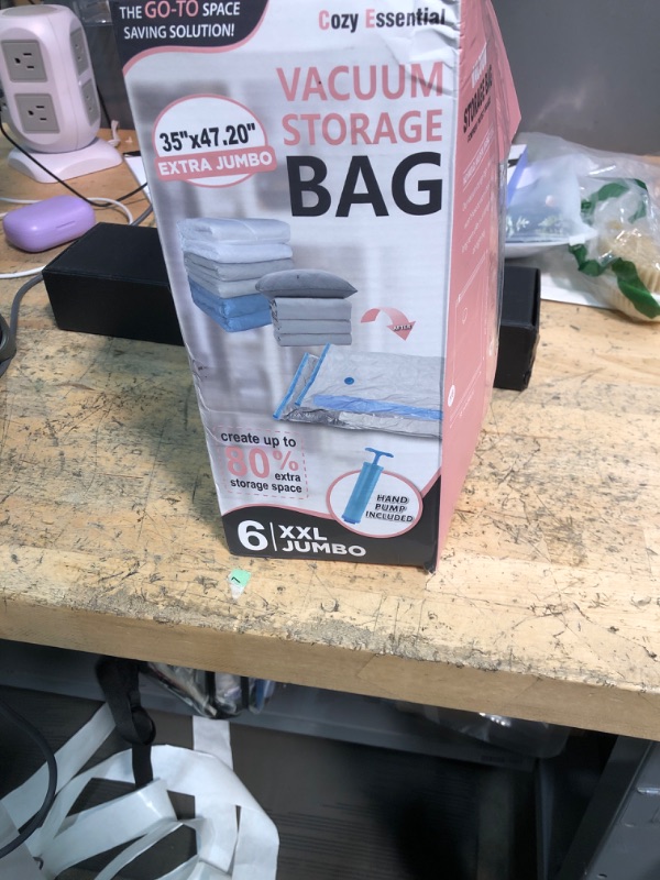 Photo 1 of 6 Pack XXL Jumbo Vacuum Storage Bags, Extra Large Vacuum Seal Bags for Comforters, Bedding, Blanket Storage, Giant Space Saver Bags for Huge Stuffed Toy (47.2x35 in)