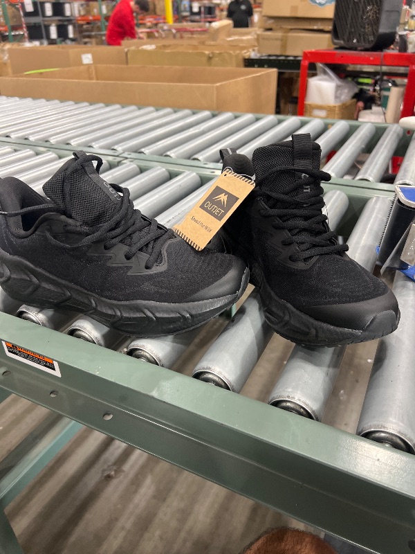 Photo 1 of OUTJET Men's Walking Running Tennis Shoes Comfortable Breathable Lightweight Cushioning Non-Slip Fashion Sneakers for Athletic Gym Workout Black, size: 8.5