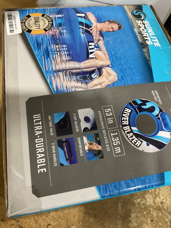 Photo 1 of 2025 New & Upgraded Sunlite Sports Heavy Duty River Tube Inflatable, Premium Water Float to Lounge Above Lake and River, Outdoor Water Raft Sport Fun, Recreational Use