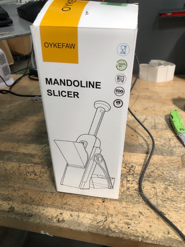 Photo 1 of ***(HEAVILY USED/ MINOR DAMAGE)***OYKEFAW Safe Mandoline Slicer for Kitchen, 5 in 1 Vegetable Food Chopper, Potato French Fry Cutter, Fruit Slicer, Adjustable Thickness 0.1-8 mm, Kitchen Chopping Artifact Fast Meal Prep