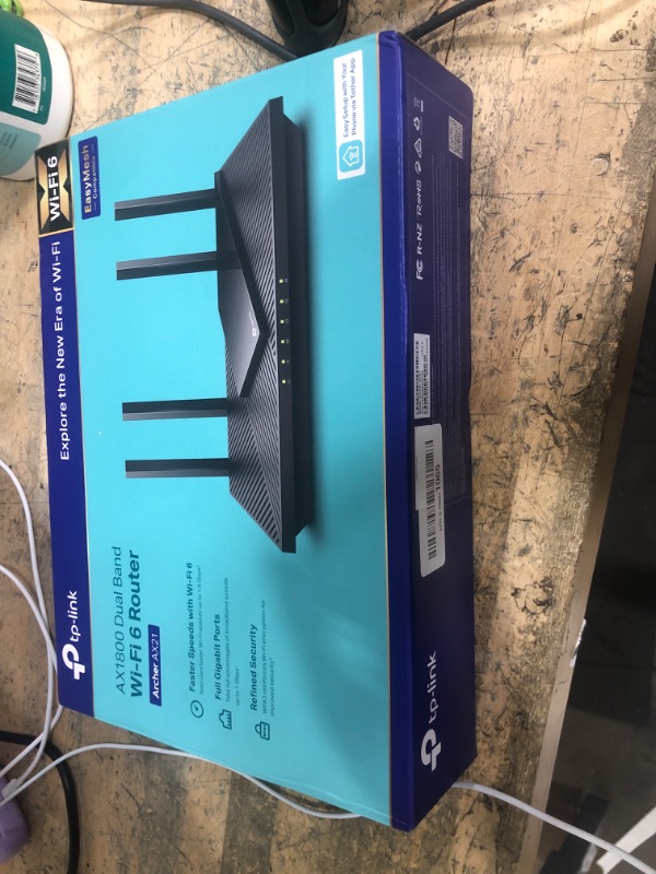 Photo 1 of (see all images) TP-Link AX1800 WiFi 6 Router V4 (Archer AX21) – Dual Band Wireless Internet, Gigabit, Easy Mesh, Works with Alexa - A Certified for Humans Device, Free Expert Support