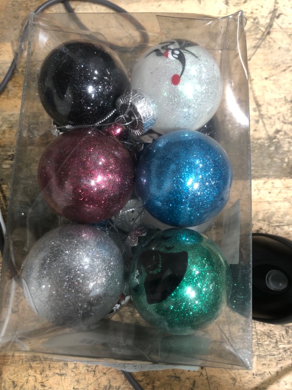 Photo 1 of 12PCS Halloween Christmas Night-mare Ornaments for Tree, Glitter 2.36'' Halloween Christmas Ball Ornaments Tree Decorations, Holiday Hanging Balls Baubles for Home Indoor Haunted House Party Decor