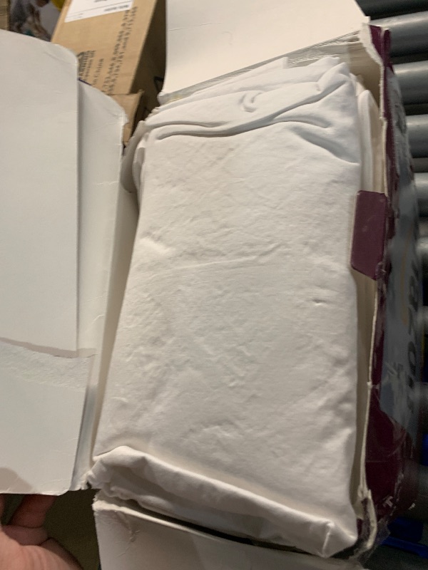 Photo 1 of ***(HEAVILY USED/ MINOR DAMAGE)***TEXAS LINEN CO. 100% Egyptian Cotton Sheets California King Size Bed Set - 4 PC 1200 Luxury High Thread Count White Cal King Sheet Set, Silky Soft, Cooling, Sateen Weave, 17" Deep Pocket Bedsheet