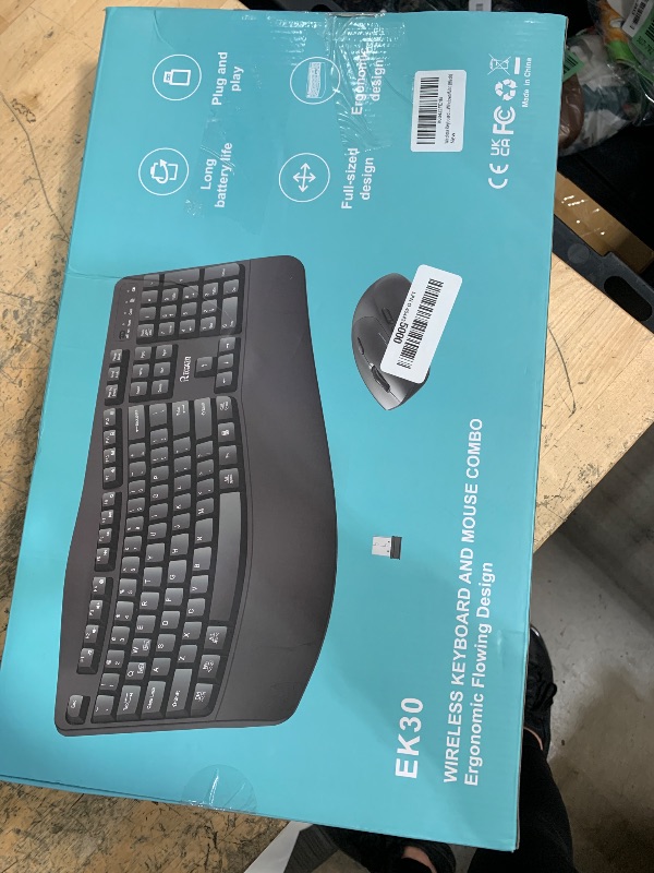 Photo 1 of ***PARTIAL SET/MISSING USB PLUG IN *** Wireless Keyboard and Mouse Combo,2.4G Full Size Wave Keys Ergonomic Keyboard with Wrist Rest for Natural Typing, 3 DPI Adjustable Ergonomic Silent Mouse for Computer/Laptop/Windows/Mac (Black)