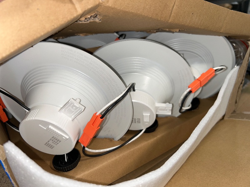 Photo 1 of 12 Pack 5/6 Inch 5CCT LED Recessed Lighting Retrofit, 2700K/3000K/4000K/5000K/6500K Selectable, Dimmable Can Lights with Baffle Trim, 12W=150W, High Brightness 1000LM, IC& Wet Rated, ETL&FCC Certified