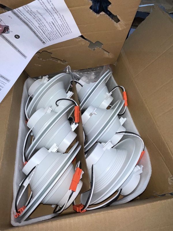 Photo 1 of 12 Pack 5/6 Inch 5CCT LED Recessed Lighting Retrofit, 2700K/3000K/4000K/5000K/6500K Selectable, Dimmable Can Lights with Baffle Trim, 12W=150W, High Brightness 1000LM, IC& Wet Rated, ETL&FCC Certified