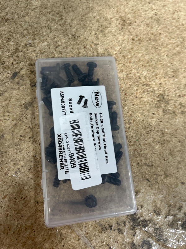 Photo 1 of 1/4-20 x 5/8" Flat Head Socket Head Crib Screws Furniture Bolts Countersunk Connector Screws, 1/4-20 Bolts,Carbon Steel, Black Oxide, Fully Threaded, 50PCS(with Hex Spanner)