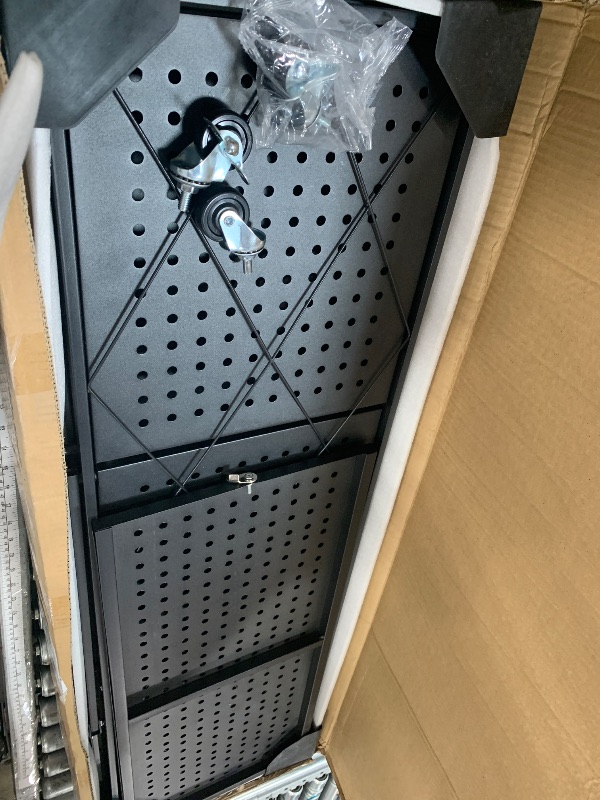 Photo 1 of ***(MISSING PARTS)***Kitchen Garage Metal Shelves, Storage Shelves Organizer, Foldable Metal Shelving, Closet Shelving Unit, 28" W x 14" D x 50" H Bakers Rack Microwave Stand, Plant Stand with Wheels (4-Tier Shelf)