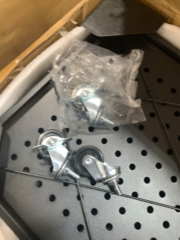 Photo 1 of ***(MISSING PARTS)***Kitchen Garage Metal Shelves, Storage Shelves Organizer, Foldable Metal Shelving, Closet Shelving Unit, 28" W x 14" D x 50" H Bakers Rack Microwave Stand, Plant Stand with Wheels (4-Tier Shelf)