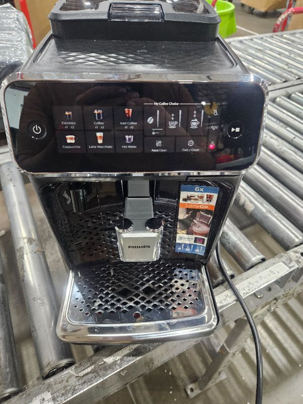 Photo 1 of ** Used, for parts only... Final sale ***** Philips Series 3300 Fully Automatic Espresso Coffee Machine - 6 Hot & Iced Drinks, LatteGo Milk System, 40% Quieter SilentBrew, Ceramic Grinder, Aquaclean Filter, Glossy Black (EP3341/50)