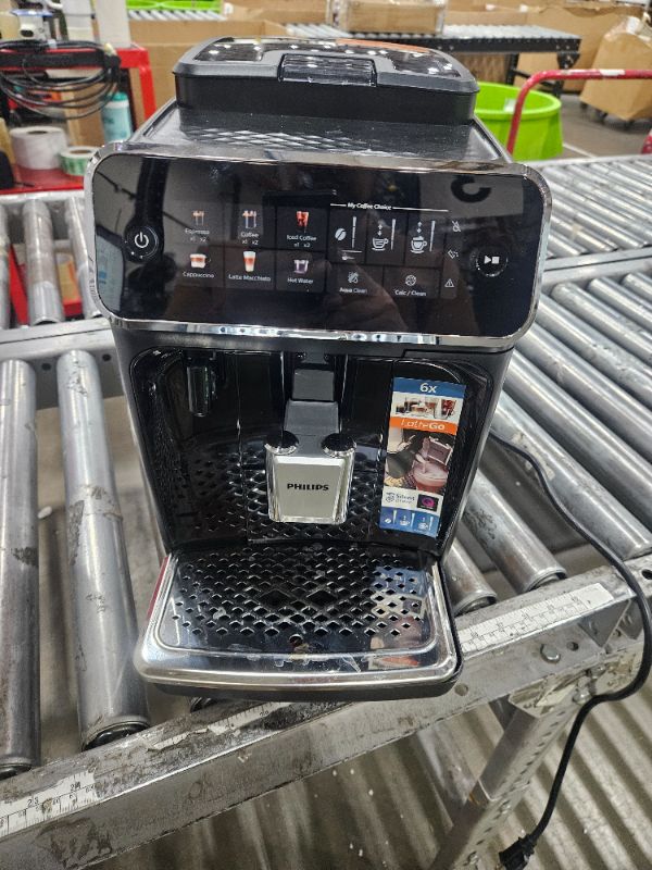 Photo 1 of ** Used, for parts only... Final sale ***** Philips Series 3300 Fully Automatic Espresso Coffee Machine - 6 Hot & Iced Drinks, LatteGo Milk System, 40% Quieter SilentBrew, Ceramic Grinder, Aquaclean Filter, Glossy Black (EP3341/50)
