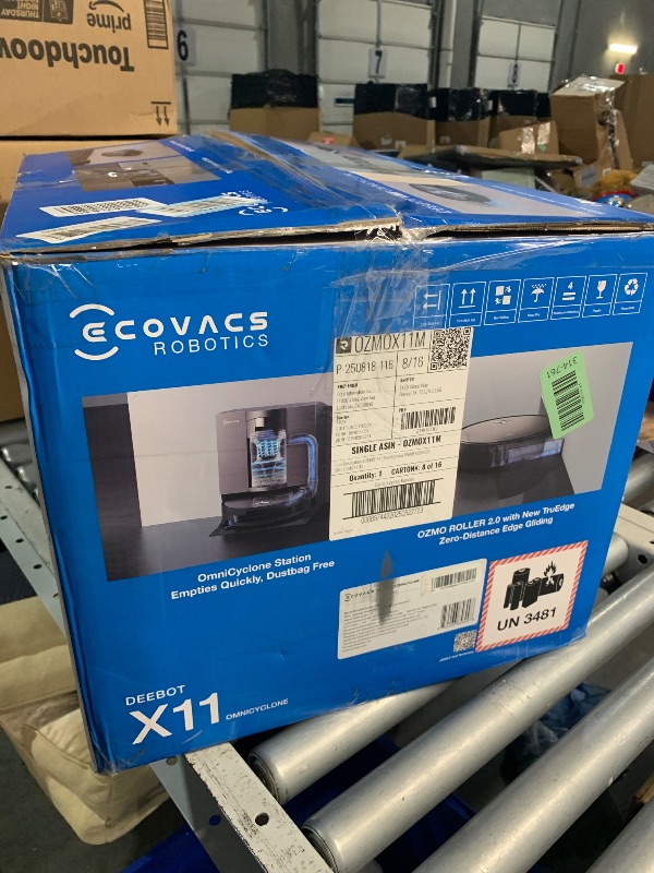 Photo 1 of ***(MINOR DAMAGE/ SEE NOTES)***ECOVACS DEEBOT X11 OmniCyclone Robot Vacuum and Mop, PowerBoost Charging, OZMO Roller 2.0 Instant Self-Washing Mop, 19,500Pa Blast Suction, Bagless OmniCyclone Station, AIVI 3D Smart Navigation