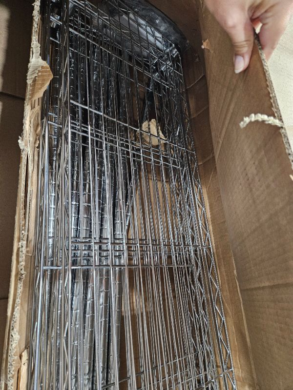 Photo 1 of ***********FOR PARTS ONLY, MISSIN THE CONNECTORS***************
Amazon Basics 5-Shelf Adjustable Heavy Duty Steel Wire Rack Storage Shelving Organizer for Kitchen, Garage, 36" L x 14" W x 72" H, Chrome