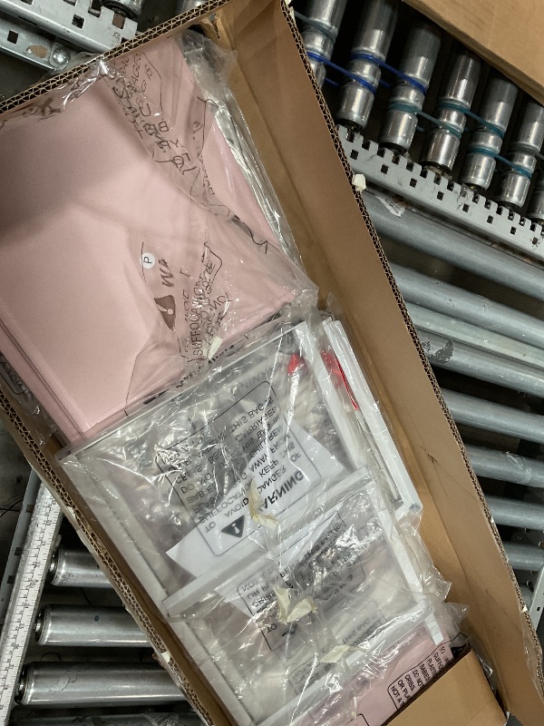 Photo 1 of (PINK) Tall Dresser for Bedroom, Vertical Storage Organizer Tower with 7 Drawers, Chest of Drawers with Fabric Bins, Steel Frame, Wood Top for Bedroom, Closet, Entryway