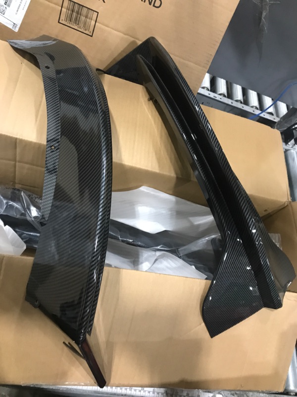 Photo 1 of ** MISSING LEFT SIDE ONLY HAS TWO RIGHT SIDES ** WheelX 3Pcs Front Lip Compatible with 2020-2024 Tesla Model Y, Bumper Air Dam Lower Chin Splitter Protection Body Kit Fits 2020 2021 2022 2023 2024 (Carbon Fiber Pattern)
