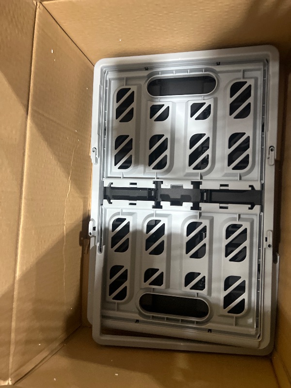 Photo 1 of (ONLY ONE) CleverMade Collapsible Shopping Basket, Stone, 3PK - 24L (6 Gal) Reusable Plastic Grocery Shopping Baskets, Holds 25lbs Per Basket - Small Foldable Storage Crates with Handles