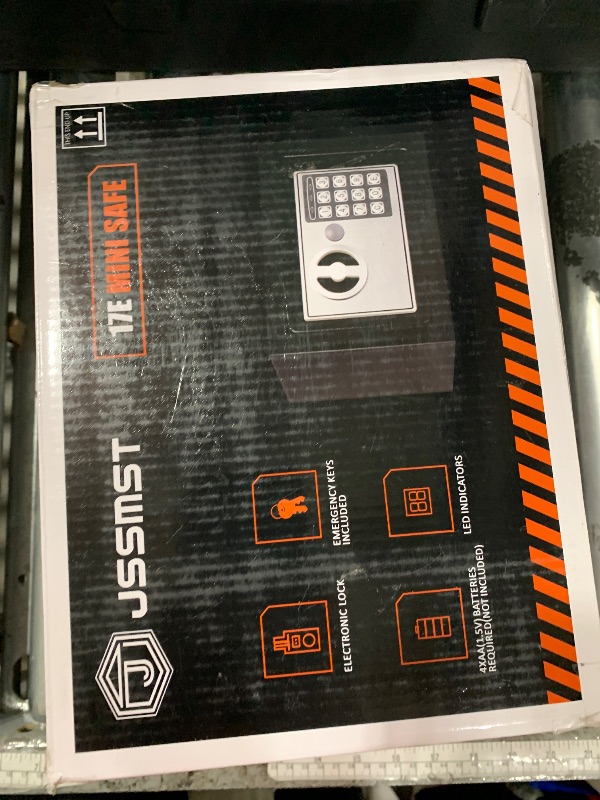 Photo 1 of ***MISSING KEY***Jssmst Small Safe Box for Money - 0.23CF Mini Safe with Electronic Keypad, Lockable Box for Home Security and Personal Storage, 9.06 x 6.69 x 6.69 inch, Blue