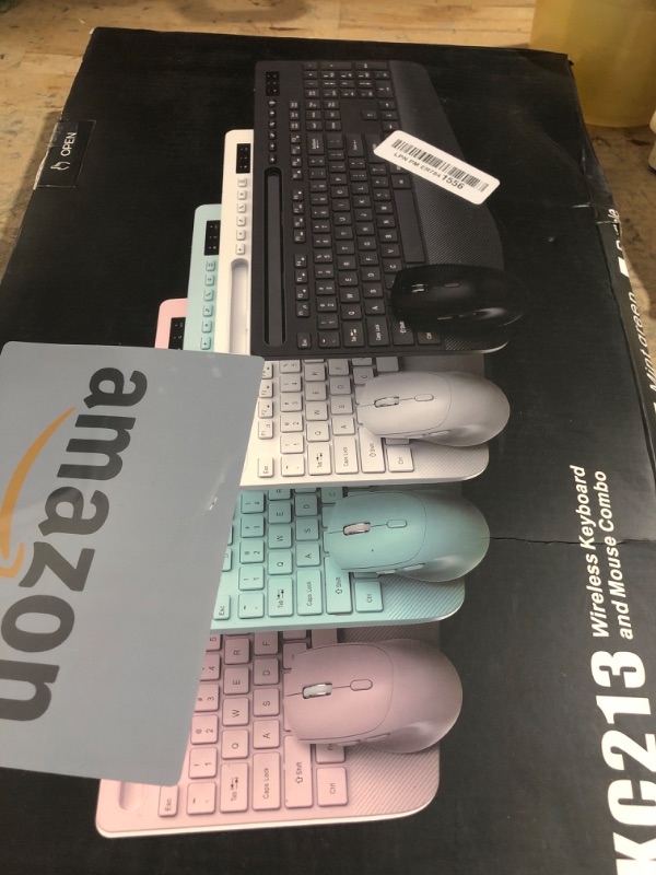 Photo 1 of ********************MISSING DONGLE**************
Wireless Keyboard and Mouse Combo - Full-Sized Ergonomic Keyboard with Wrist Rest, Phone Holder, Sleep Mode, Silent 2.4GHz Cordless Keyboard Mouse Combo for Computer, Laptop, PC, Mac, Windows (Green)
