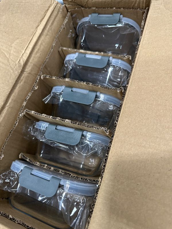 Photo 1 of *** PARTIAL SET *** KOMUEE 10 Pack Glass Food Storage Containers, Meal Prep Containers with Lids, Airtight Glass Lunch Boxes, Freezer, Oven, and Microwave Safe