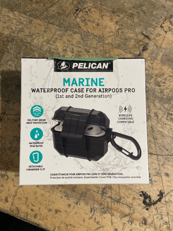 Photo 1 of Pelican Marine Series - AirPods Pro 2 / AirPods Pro Case with Keychain [Wireless Charging Compatible] [MIL-Grade Protection] IP68 Waterproof Heavy Duty Armor Case for AirPod Pro/Pro 2 Series - Black