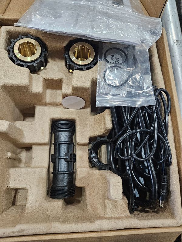 Photo 1 of ** Damaged power inlet ** Moen Flo Smart Water Monitor and Automatic Shutoff Sensor, Wi-Fi Connected Water Leak Detector for 1-Inch Diameter Pipe, 900-006