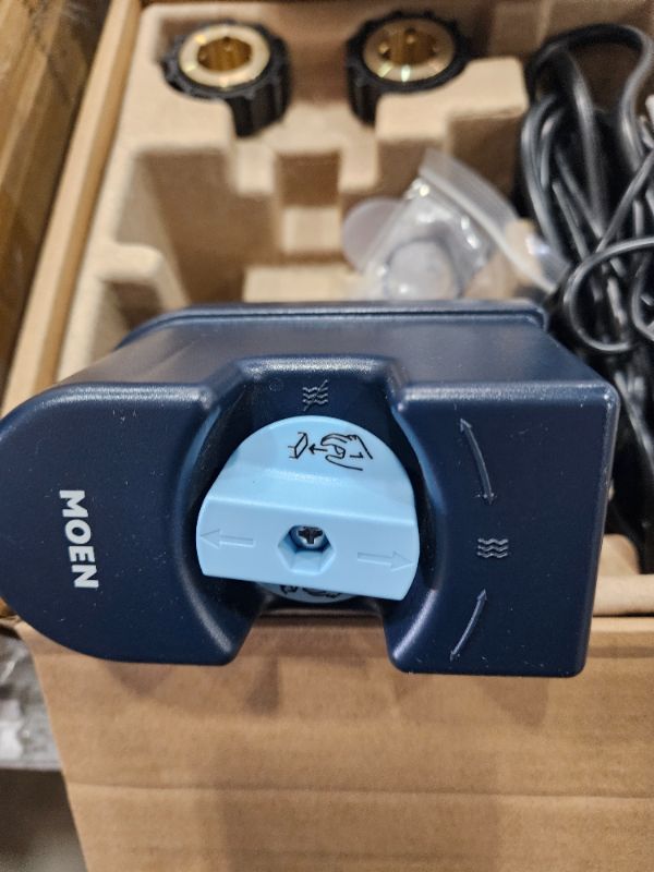 Photo 1 of ** Damaged power inlet ** Moen Flo Smart Water Monitor and Automatic Shutoff Sensor, Wi-Fi Connected Water Leak Detector for 1-Inch Diameter Pipe, 900-006