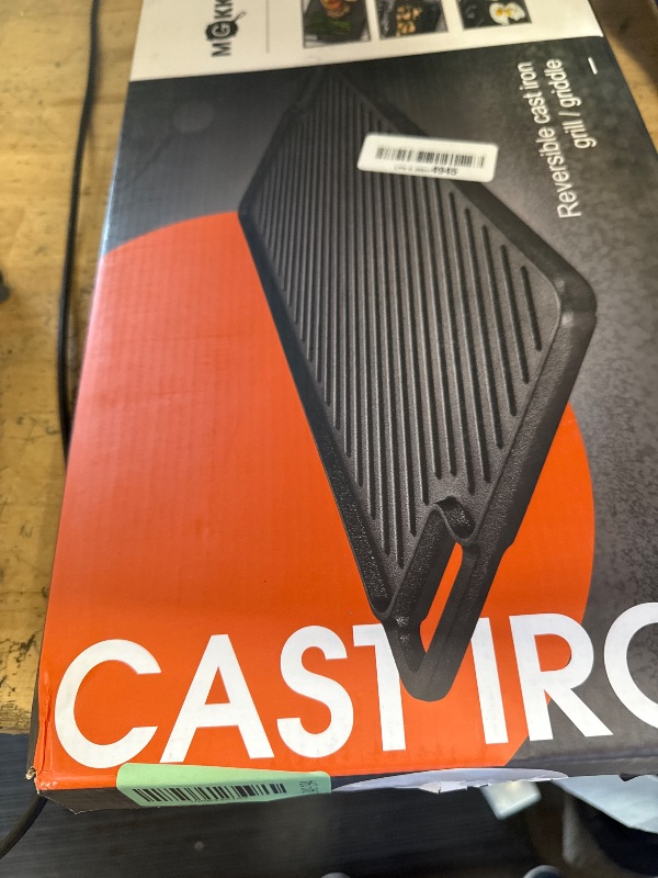 Photo 1 of 1-Piece 16.50 Inch Cast Iron Griddle Plate | Reversible Pre-Seasoned Cast Iron Grill Pan for Gas Stovetop | Double Sided Used on Open Fire & in Oven | Pre-Coated With Oil