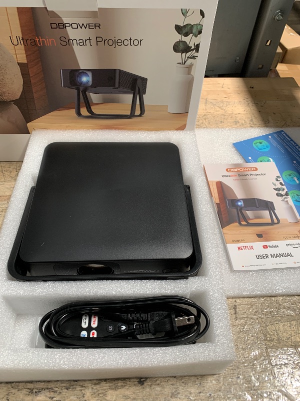 Photo 1 of [Ultra-Slim 1.97"| Netflix Licensed | AI Auto Focus | 360° Stand] Smart Mini Projector with WiFi 6 & Bluetooth, Built-in Netflix/YouTube/Disney+/Hulu, DBPOWER N5 Movie Projector for Bedroom (Black)