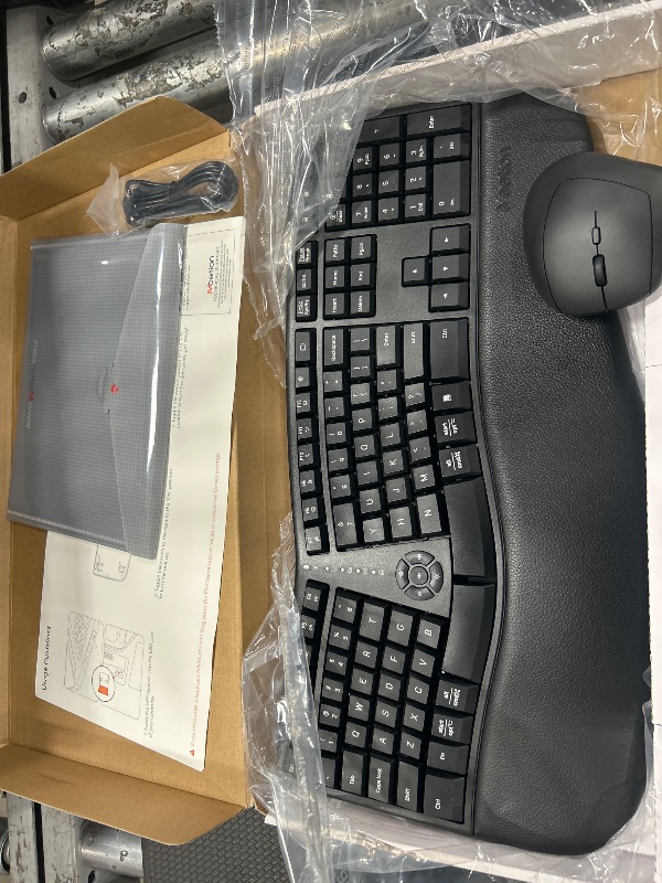 Photo 1 of MEETION Ergonomic Wireless Keyboard and Mouse, Ergo Keyboard with Vertical Mouse, Split Cushioned Wrist Palm Rest, Natural Typing, Rechargeable, Full Size, Windows/Mac/Computer/Laptop, Black DirectorC