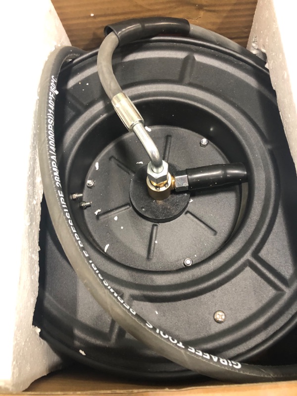 Photo 1 of Giraffe Tools Retractable Pressure Washer Hose Reel, Wall-Mounted, 65ft Auto-Rewind Hose Storage, 3200 PSI Heavy-Duty Steel