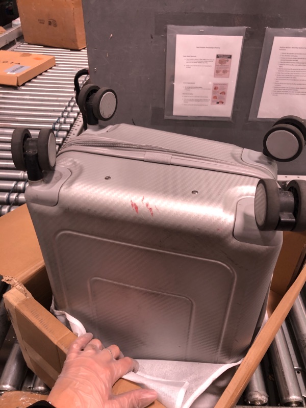 Photo 1 of ***(HEAVILY USED/ MINOR DAMAGE)***LUGGEX Carry On Luggage 22x14x9 Airline Approved, Expandable Polycarbonate Suitcase with Front Pocket (Charcoal Metallic, 20 Inch, 35L)