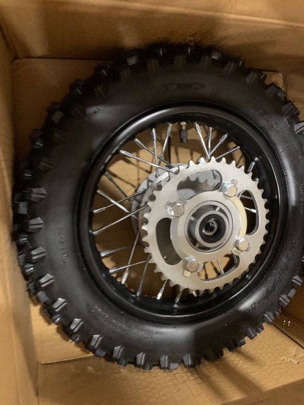 Photo 1 of 10" Rear Wheel Rim Tire Assembly 12mm Bearing for 50cc 70cc 90cc 110cc Dirt Pit Pro Trail Bike CRF50 DRZ70 PW50 BBR50 TTR50 DRZ50 SSR 3.00-10 80/100-10 1.4x10 (Tire 3.00-10 No Drum Brake)