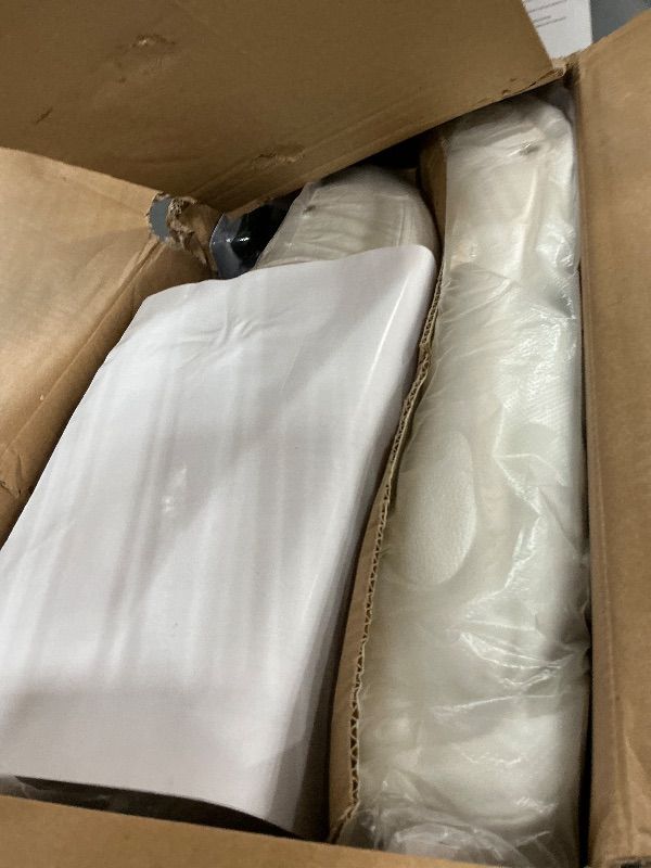 Photo 1 of ** missing legs ** Leather Office Chair, Small PU Ergonomic Desk Chair, Comfy Computer Chair with Wheels and Flip-up Armrests, Adjustable Height Mid Back Executive Office Chair for Short People-White