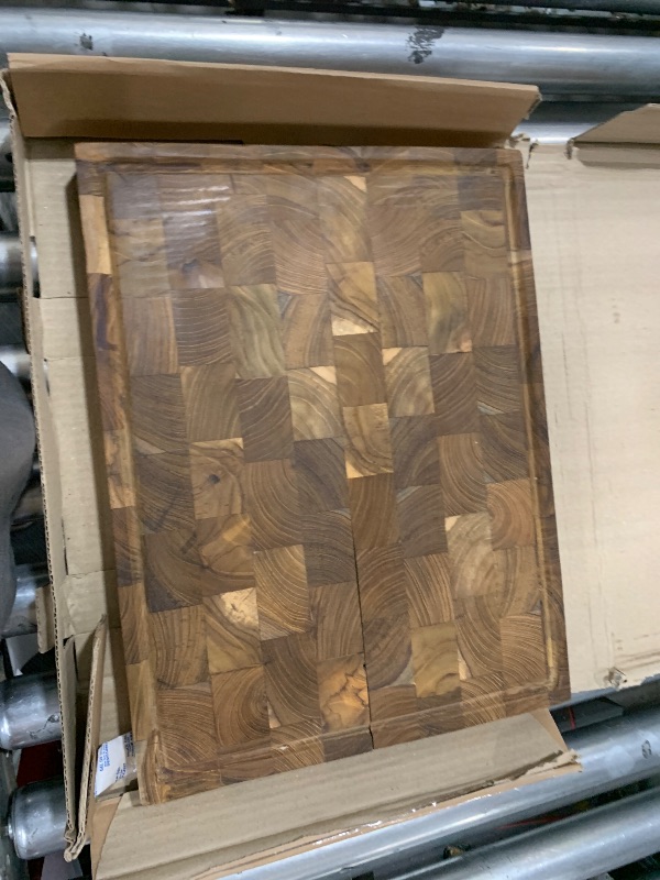 Photo 1 of (see images for damage) SHUMARU Teak End-Grain Wood Cutting Board - 17x13x1.5” Butcher Block | Handmade in Bali - Silky-Smooth, Juice Groove