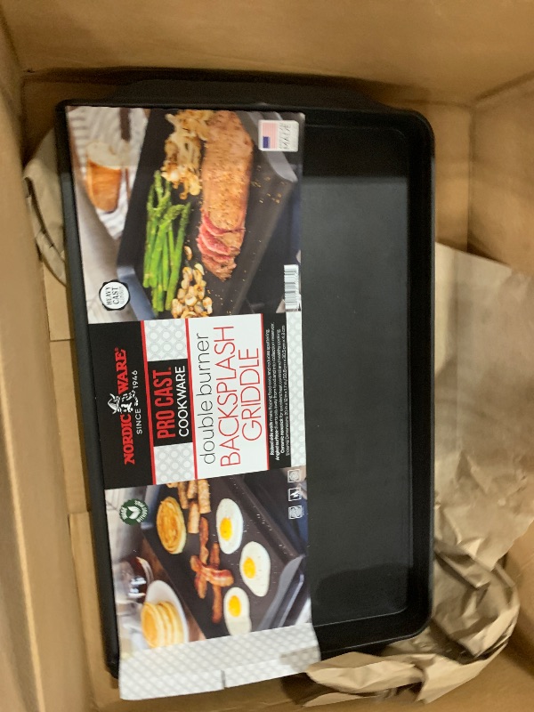 Photo 1 of ***(HEAVILY USED/ MINOR DAMAGE)***Nordic Ware 2 Burner Backsplash Griddle, Nonstick