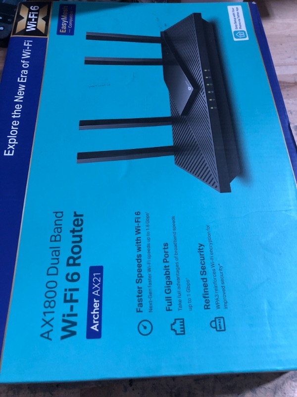 Photo 1 of (used item)(see images) TP-Link AX1800 WiFi 6 Router V4 (Archer AX21) – Dual Band Wireless Internet, Gigabit, Easy Mesh, Works with Alexa - 