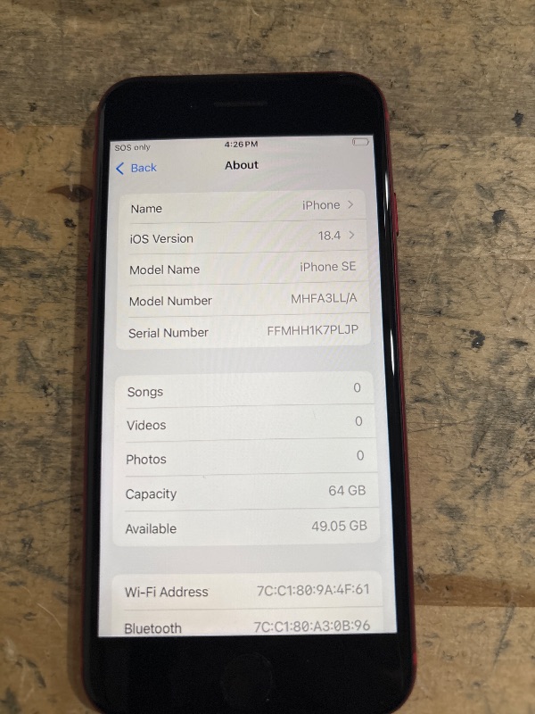 Photo 1 of ***IPHONE IS LOCKED ***OLD ACOUNT HOLDER STILL LOGED INTO ICLOUD ***FINAL SALE**Apple iPhone SE (2nd Generation), 64GB, Red - 